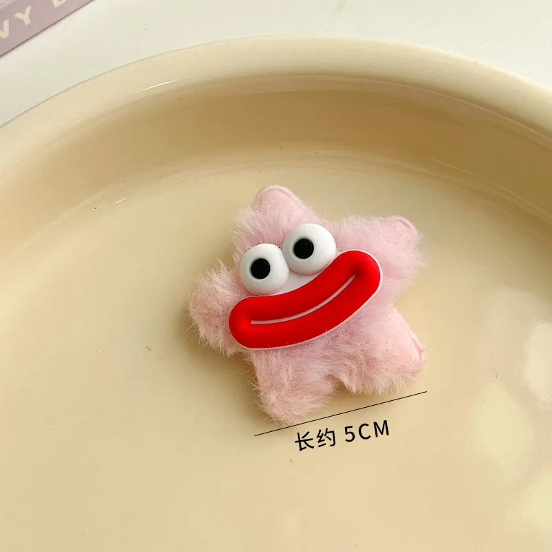 Cute Sausage Mouth Plush Star Hair Clip Funny Creative Pentagram Headpiece for Kids And teens
