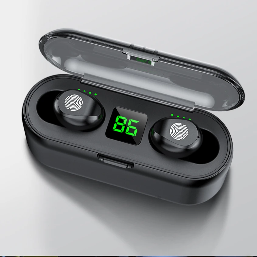 new design LED Display true wireless stereo 2000mAh noise cancelling f9 free earbuds