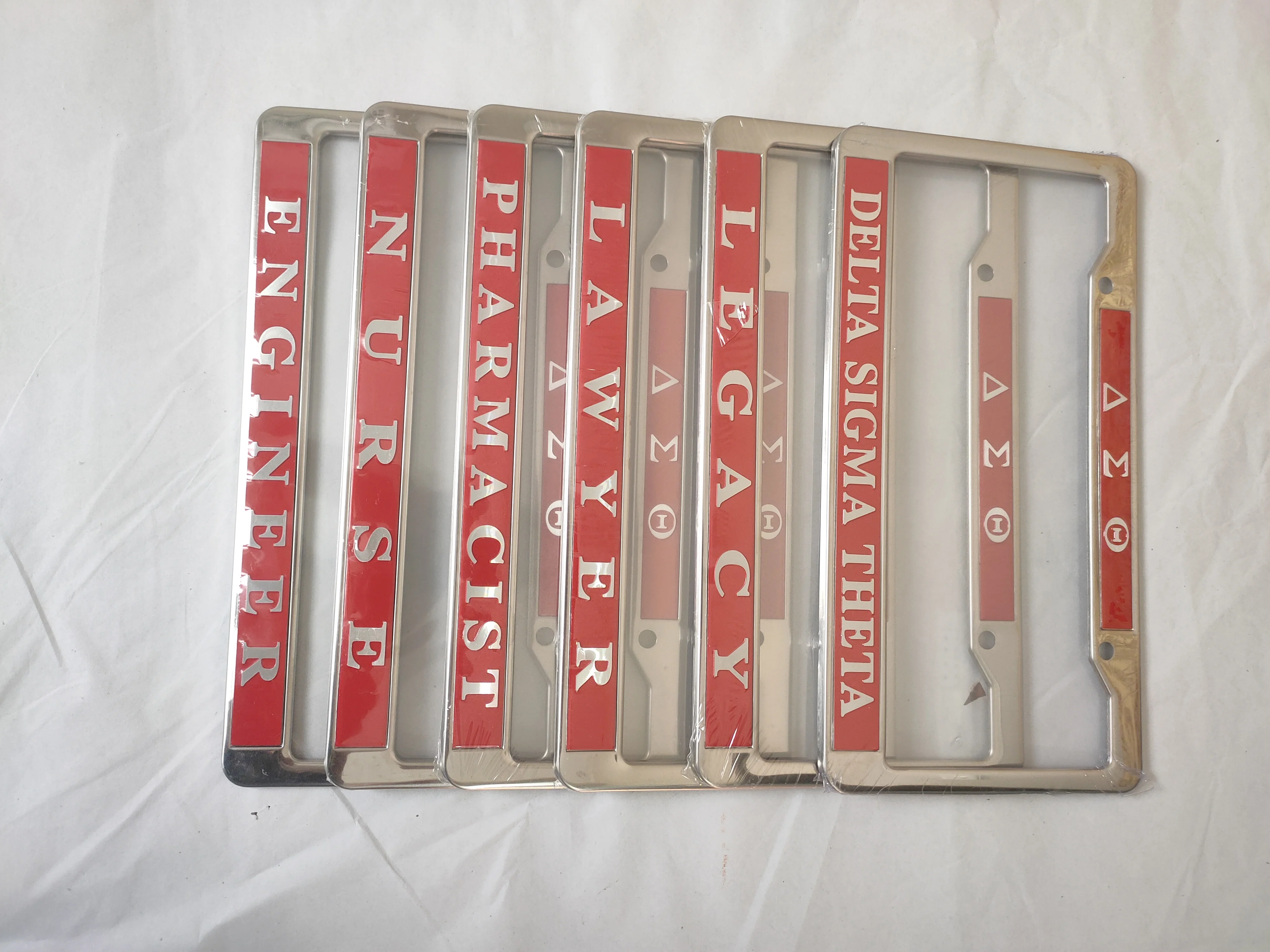usa standard size metal stainless steel vehicle chrome plated lisence plate frame logo license number