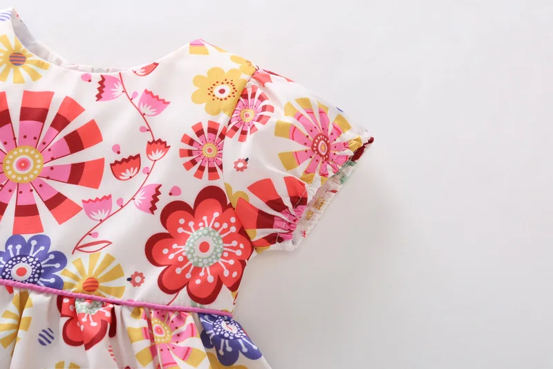 2020 Wholesale Child Baby Dress Model Children Clothes Pink Flower Girl Casual Dress