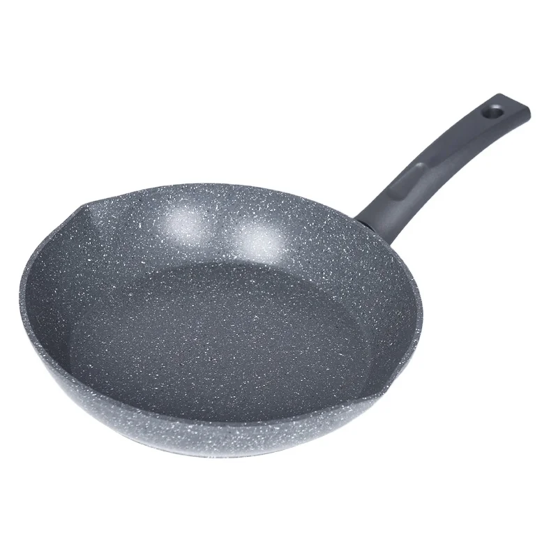 Hot Sale High Quality Oval Forged With Spouts Cook Ware Marble Coated Wooden Soft Touch Handle