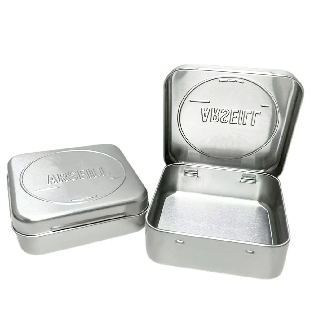 Factory New Design Food Grade Tinplate Metal Tin Wholesale Tin Box Hinge Custom Tin Can