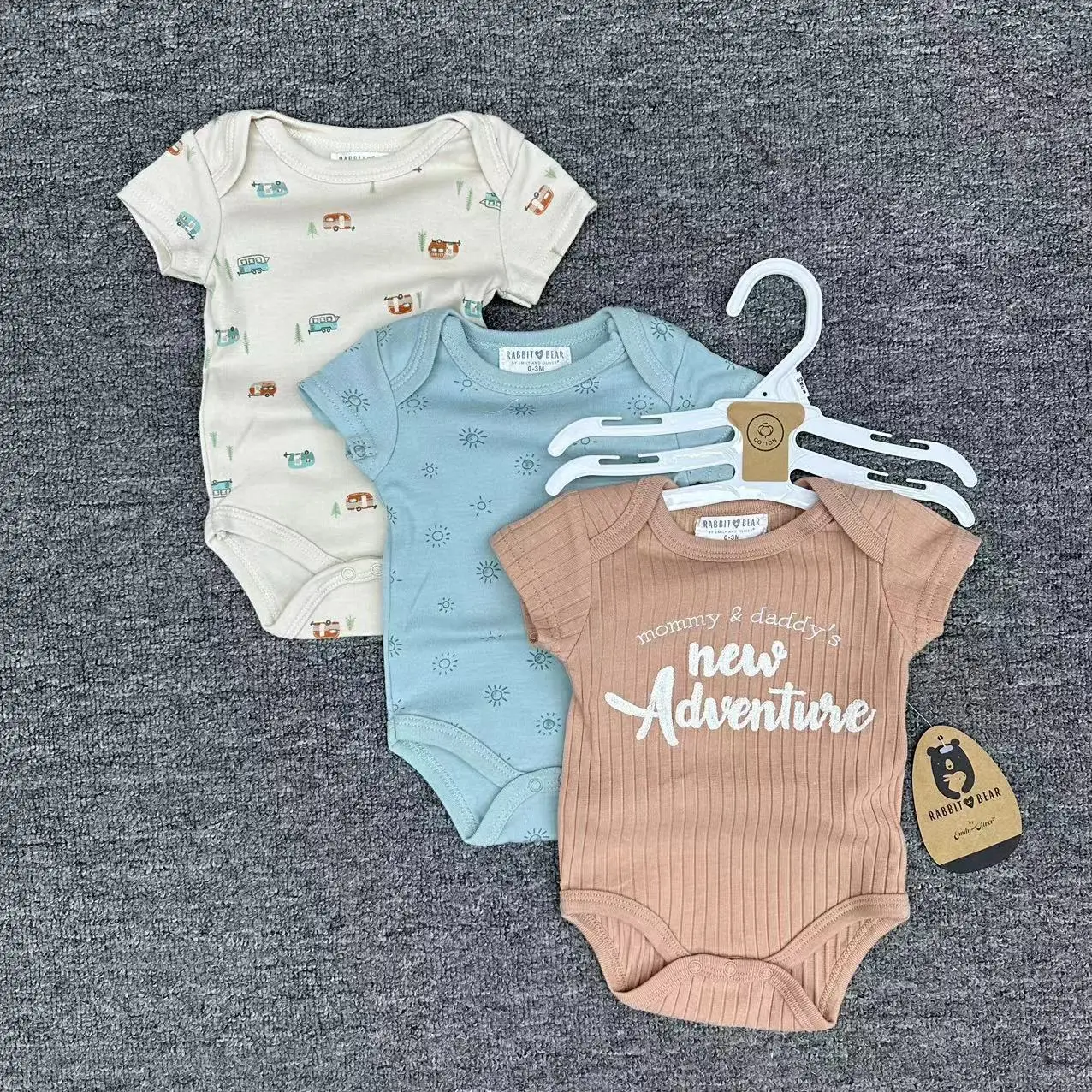 Wholesale 3 Pieces Cotton Baby One Set Romper Set Newborn Swaddling Clothes Printing Patterns Bodysuits Jumpsuit Summer 2024