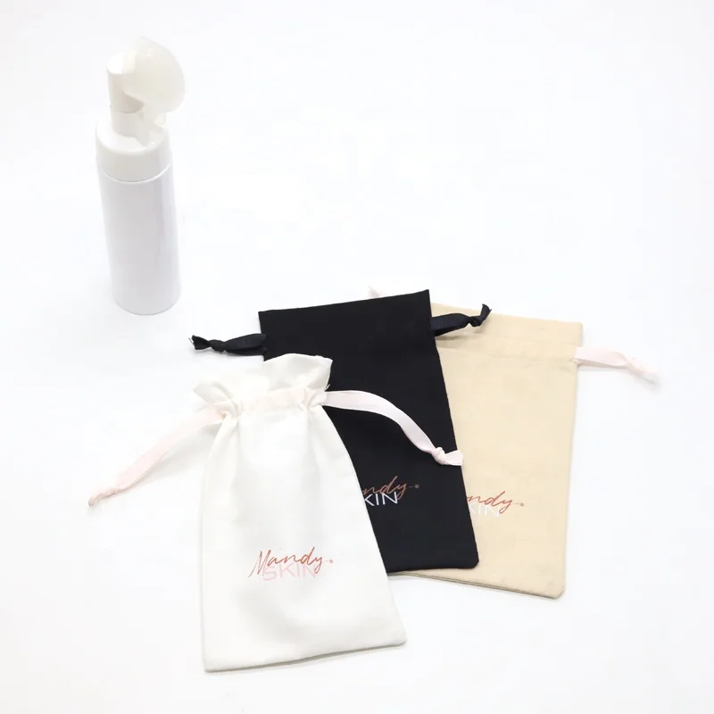 Recyclable Custom Logo Linen Cotton Gift Bag Wholesale Drawstring Linen Fabric Bag For Skincare Products Packaging