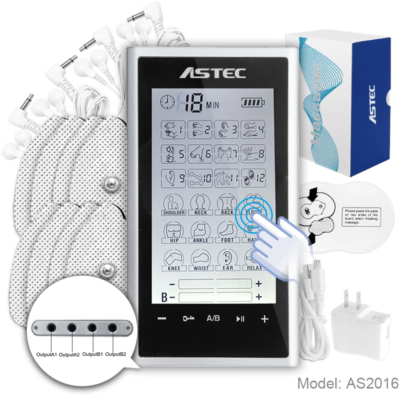 4 Channel 24modes Touch Screen Rechargeable Mini Tens EMS Physicl Therapy Massager