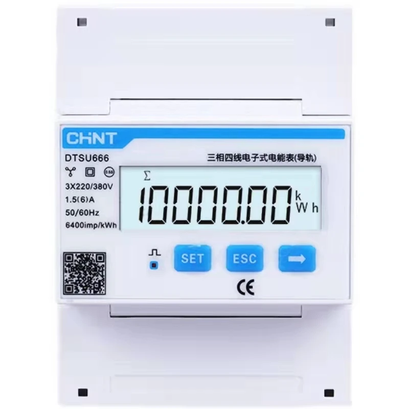 Горячая Распродажа CHINT CHNT DTSU666 RS485 220 В/380 В 1 5-6A ватт-час умный цифровой дисплей трехфазный миниатюрный электронный
