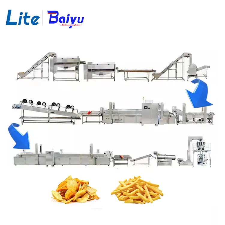 Automatic Lays Potato Chips Making Machine Fresh Frozen Scale French Fries Machine Potato Chips Production Line
