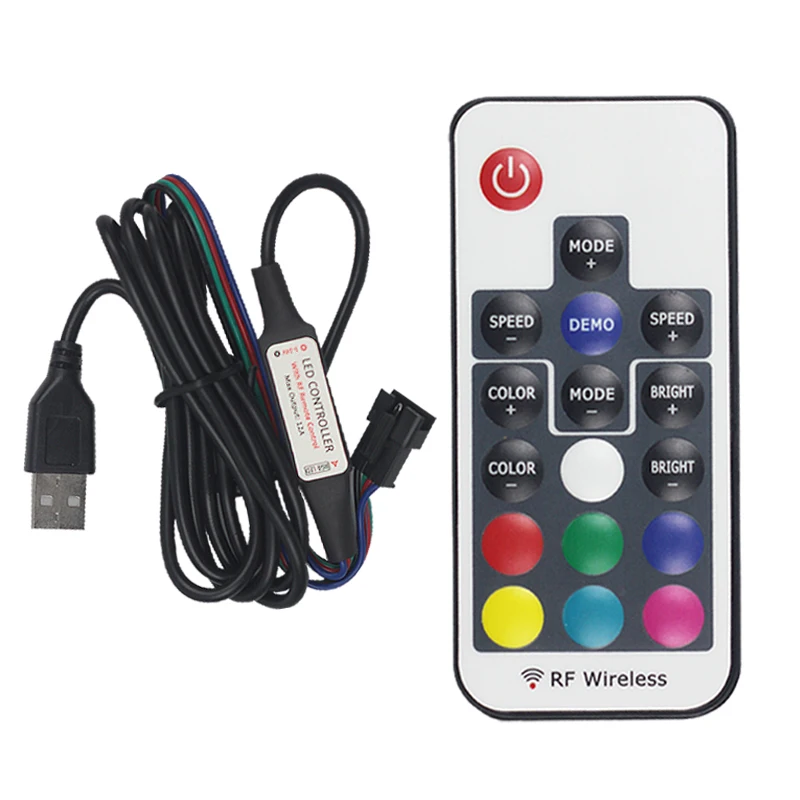 DC5V-24V 17 keys Wireless Rf Remote Control Brightness USB interface LED Controller for LED Strip Lights dimmer