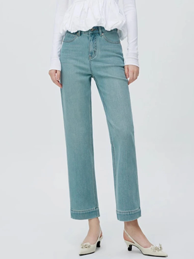 High Quality Customizable High-Waist Casual Jeans Women OEM Services Elastic Force Denim Fabric undertone High waist