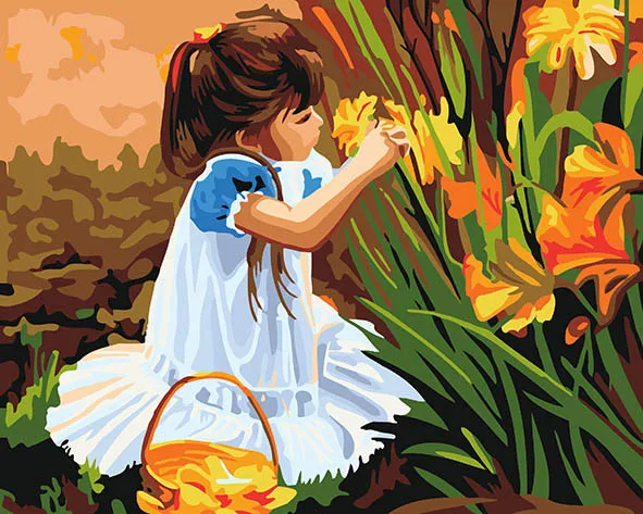 DEYI Friends Gift Custom Canvas Art Painting For Decor Flower and Girls DIY Figure Portrait Painting By Numbers Kits