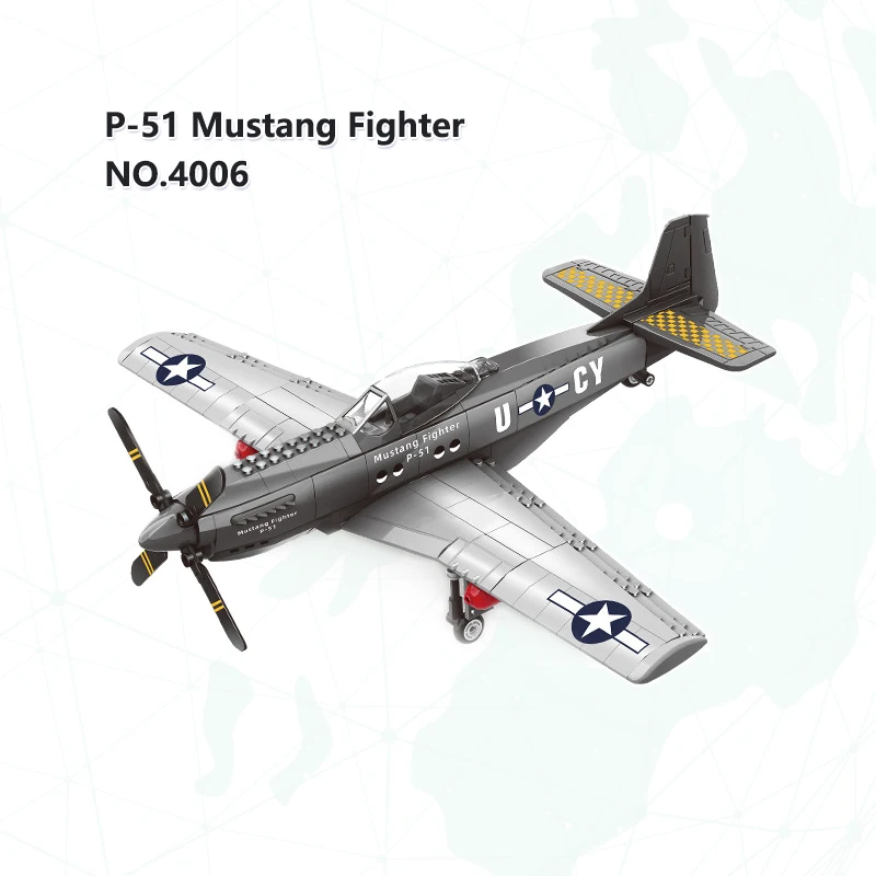 Военная серия 4006 P-51 Мустанг истребитель MOC модель 258 шт. детали развивающая сборка Конструктор набор игрушек для