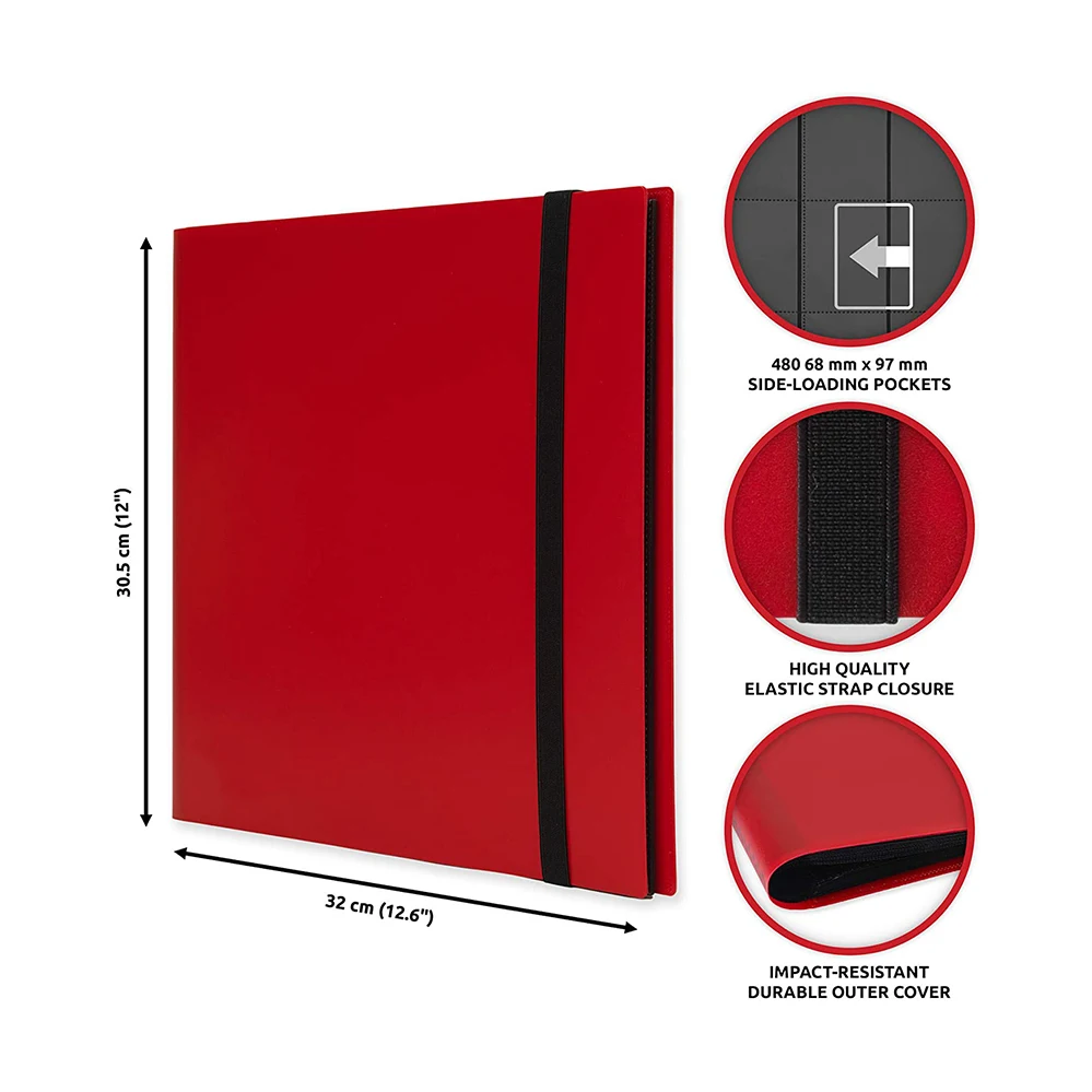 Factory Custom 12 Pocket Elastic Strap Trading Card Album Folder - 360 Side Loading Pocket Binder for Game Card & Star Card etc.