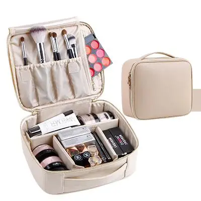 wholesale girls lady professional portable leather cosmetic organizer makeup set box price for eyeshadow brush packaging