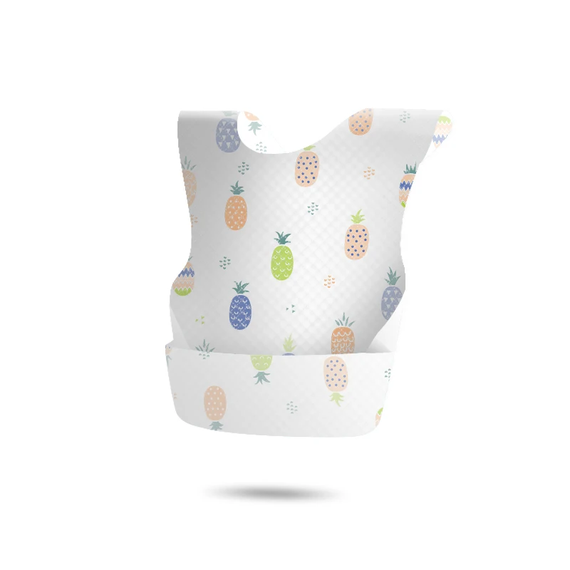 20pcs Pack Custom Printed Waterproof Non Woven Fabric Feeding Bib Paper Disposable Baby Bibs