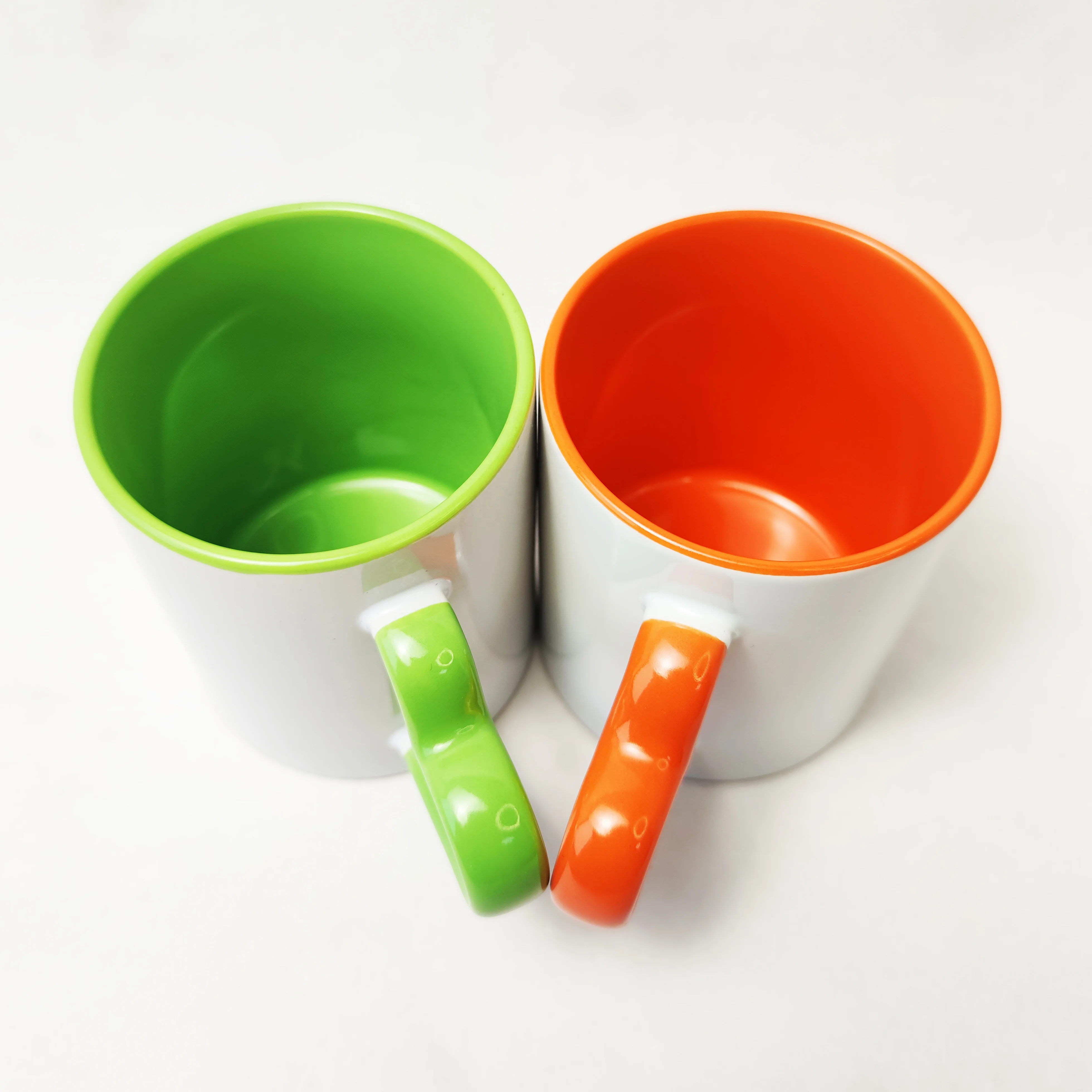 11oz Colorful Heart Handle Ceramic Sublimation Mug Hot Tea Milk Magic Blank Ceramic Sublimation Coffee Mug Sublimate Wholesale M