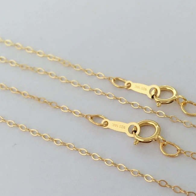 High Quality Finished Chain 14k Gold Filled Chain Necklace Jewelry Flat Cable Chain Necklace