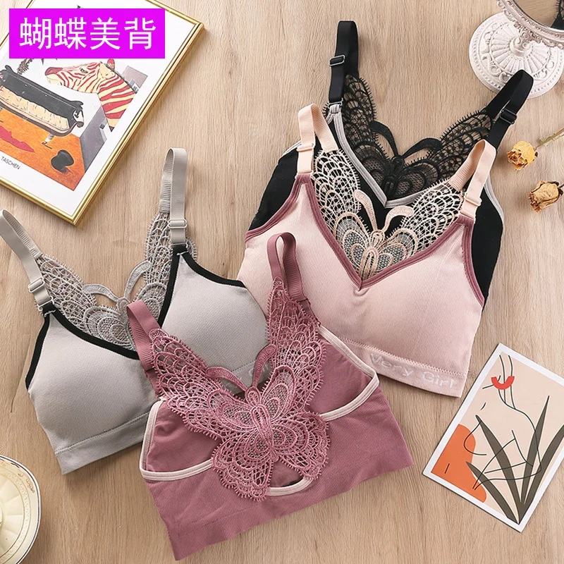 Butterfly beauty back wrapped chest wholesale girl sexy sling tube top Comfortable sports yoga bra vest underwear Women  Push Up