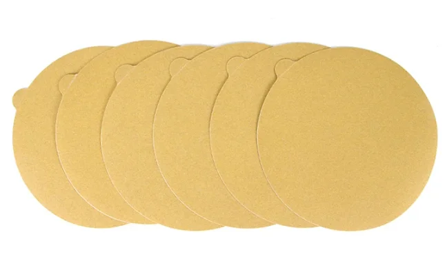 Gold Yellow Abrasive Sandpaper 2-9 Inch Hook and Loop Sand Paper OEM and ODM Supported for Car Paint Removal
