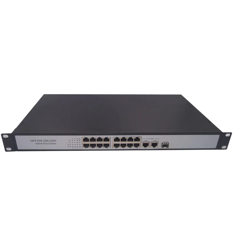 Professional CCTV rack 16 Port 260W POE 10/100Mbps and 2 port10/100/1000Mbps Uplink POE Switch monitoring system