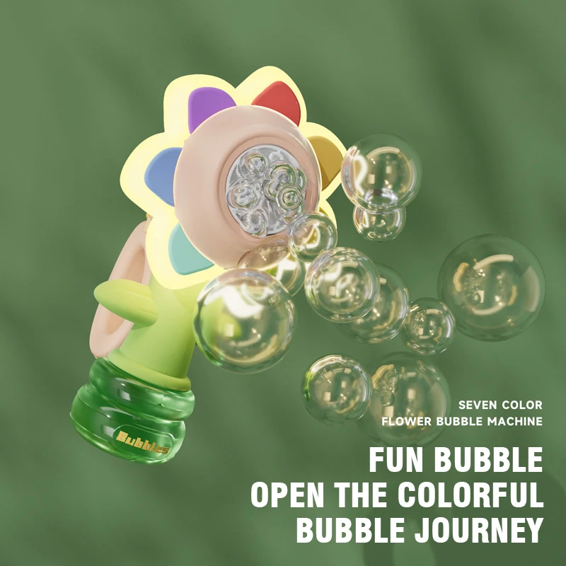 Automatic sunflower bubble blowing bubble sound and light dancing swinging bubble toys for kids