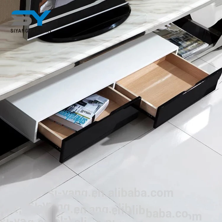 Новый продукт diy белый мраморный верх Серебряная рама из нержавеющей стали ТВ Стенд для домашнего использования