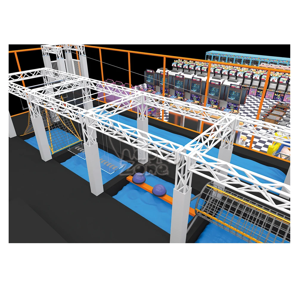 Commercial Playground Indoor Amusement Park Trampoline Park Indoor Naughty Castle with Ninja Obstacle Course Rock Climbing wall