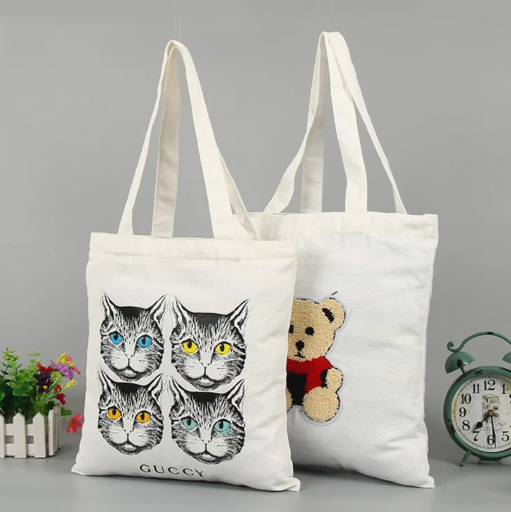 Custom Printed Promotional Cotton Canvas Calico Tote Shopping Bag, multicolor eco cotton canvas bag