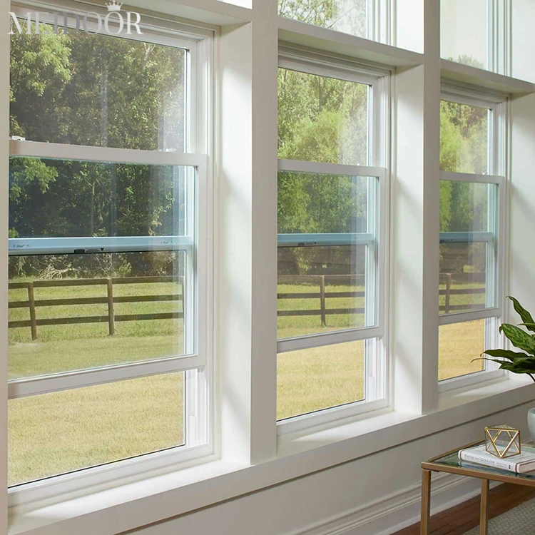 Custom impact hurricane window american triple pane Aluminum Glass black top hung window with screen Single Double Hung Windows