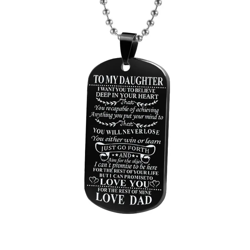 Factory Custom Logo Gold Plated Silver Lettering Keychain Pendant Fashion Jewelry Decorative Dogtag Necklace