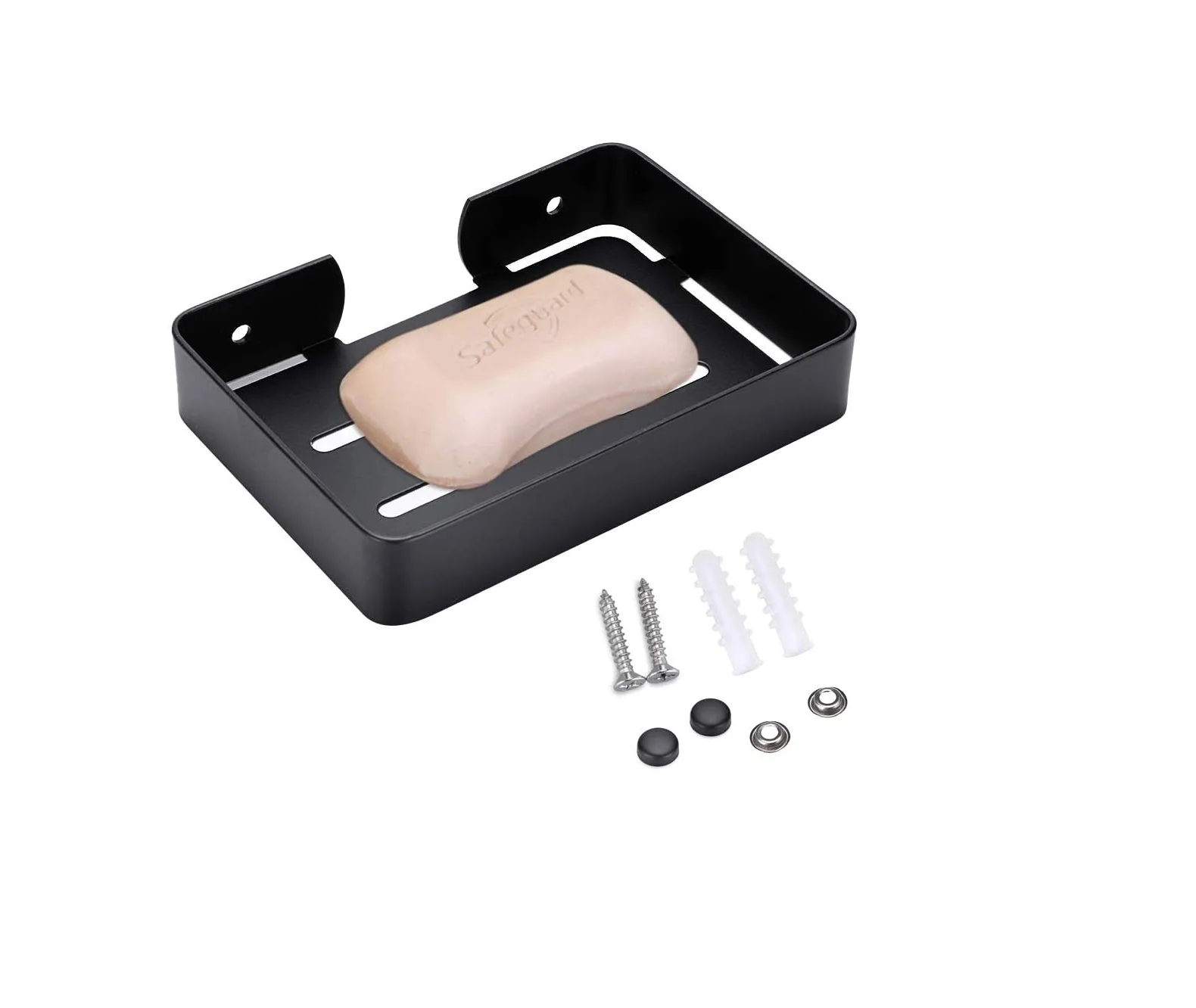 Home Bathroom Matte Black Soap Dish Holder SUS304 Stainless Steel Wall Mounted Tray with Installation Kits Storage Rack In Stock