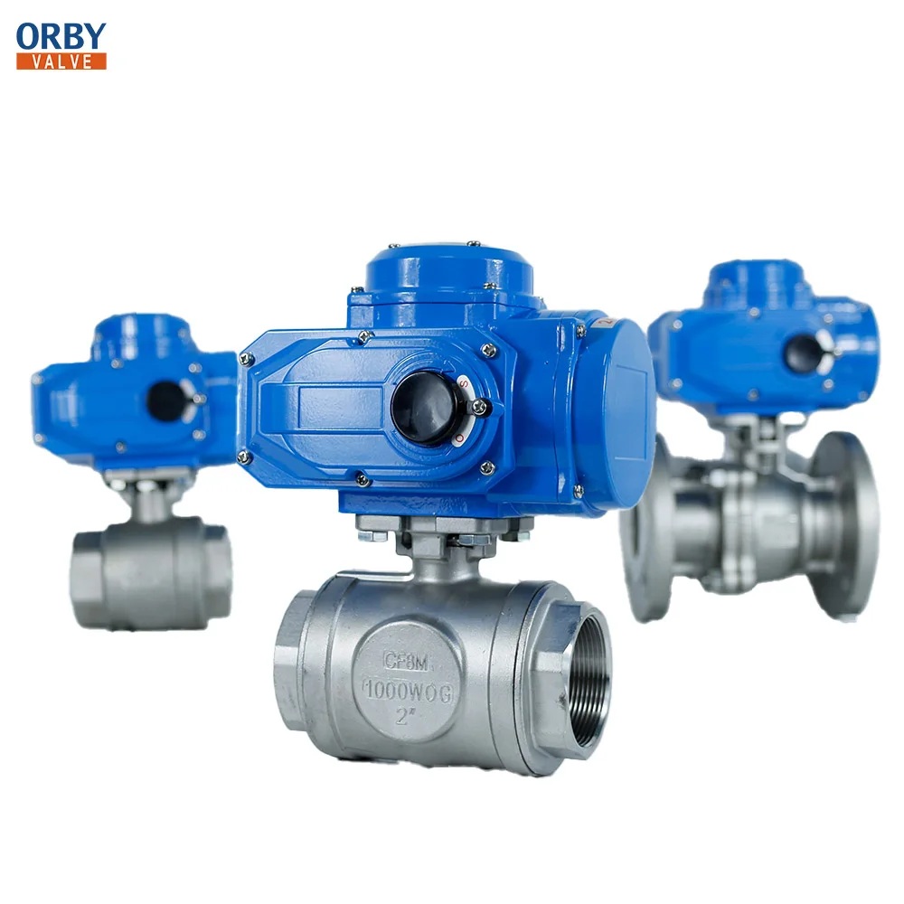 Electric 3-way Control Valve Motor Regulator Electically Operated Stainless Steel NPT BSP Thread 3 Way Valve with electric motor