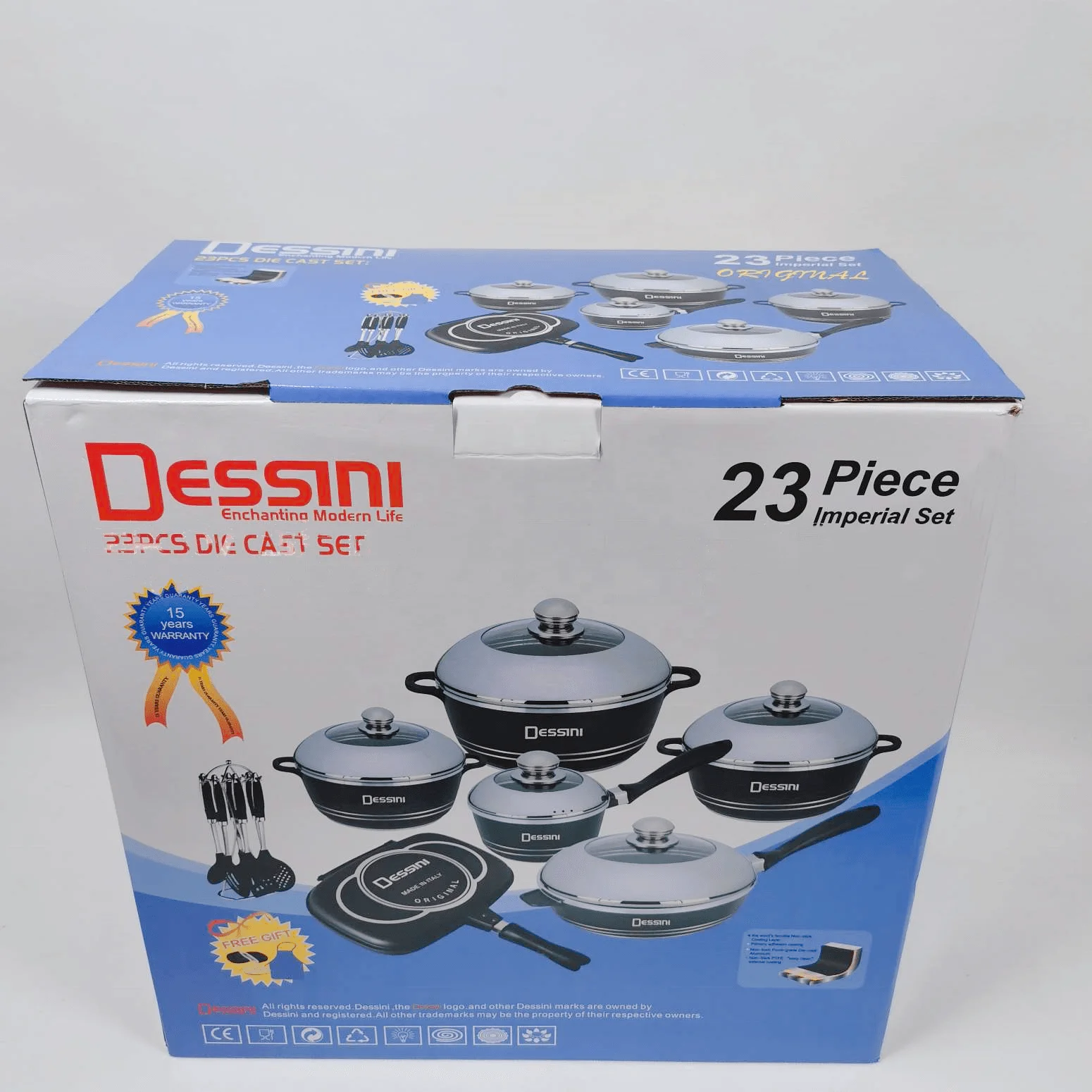 Dessini 23pcs Die-casting Aluminum Cookware Set Non-stick Pot with Tempered Glass Lid