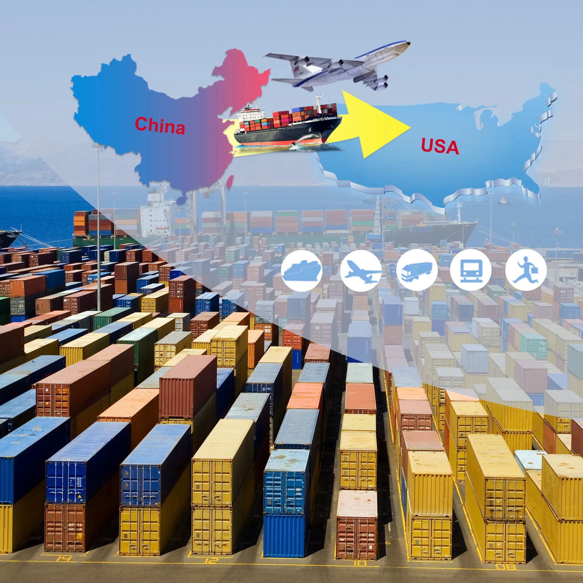 Container 20ft 40ft 40HC Dry Cargo Sea Shipping Container From China To USA