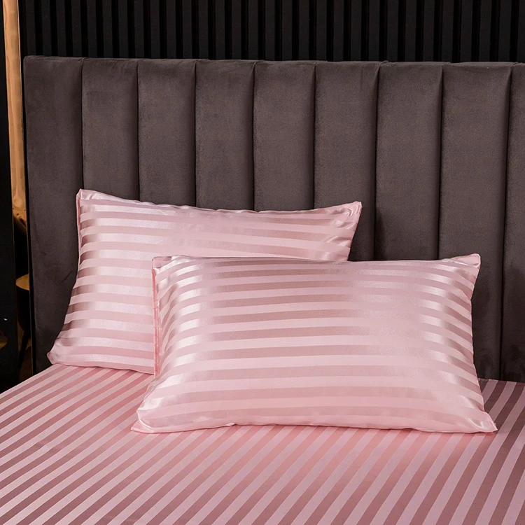 AMZ Hot Sale Textured Satin Throw Pillow Cover Solid color Striped Patterned Satin Silk Pillow Case Pillow Cover