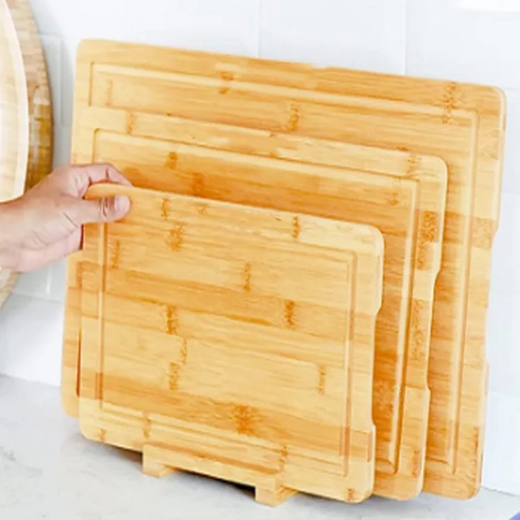 Factory Direct Set Of 3 Eco-friendly Large Bamboo Cutting Board Square Craft Cutting Board