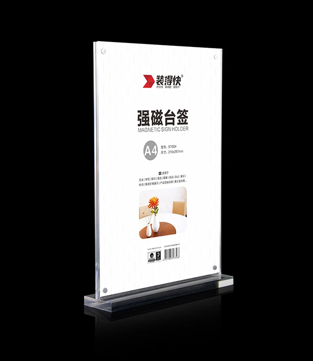 Acrylic T shaped Magnets Photo Frames Countertop Poster Frame