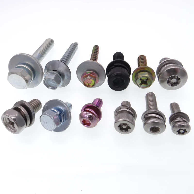 Screw Manufacturer Custom DIN Galvanized With Lock Washer Special Hex Head Phillips Drive Square Assemble