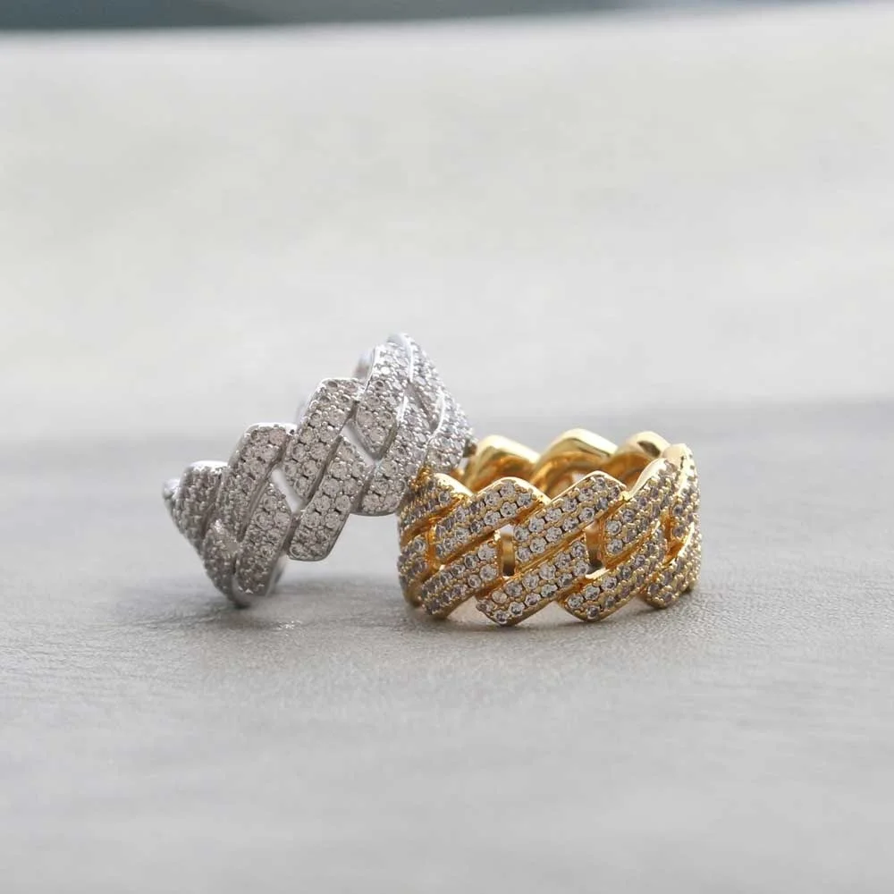 Hot selling wholesale hip hop jewelry Cuba ring gold