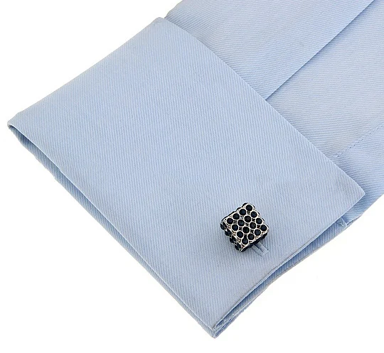 Business High End Full Diamond Crystal Czech Drill Square Shirt Cufflink For Mens