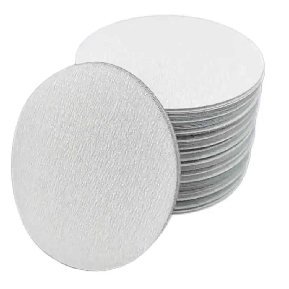 4 Inch no-hole White Flocking Round Sandpaper Aluminum Oxide Sanding paper Disc for Polishing