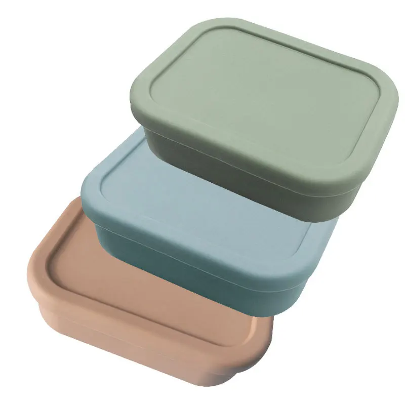 3 Compartment Silicone Lunch Box with Lid Leak-proof Silicone Lunch Box for Kids BPA Free heater Adult Lunch Box