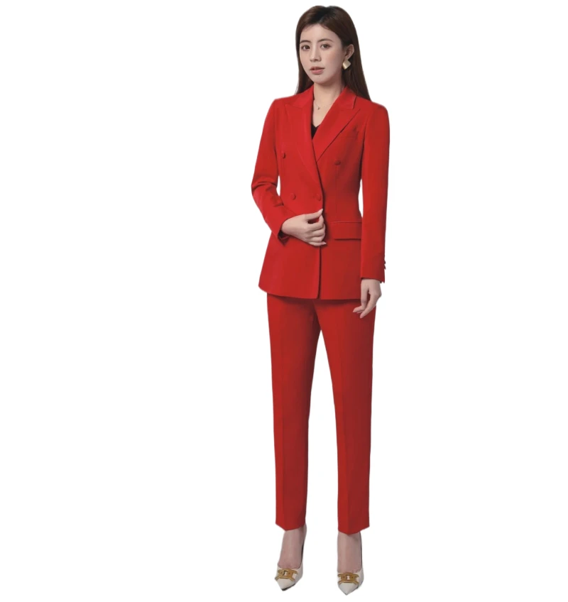High-end Fashionable Women s 2 Piece Suit Elegant WoolPolyester Blend for Business and Trendy Work Attire