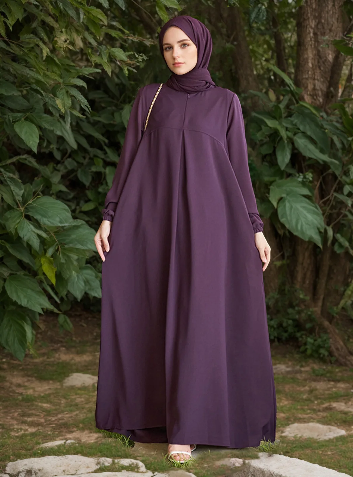 Islamic Ethnic Clothing Ladies Muslim Kaftan Dresses Robe Modest Arab Turkish Long Sleeve Plus Size Abaya For Women S0163