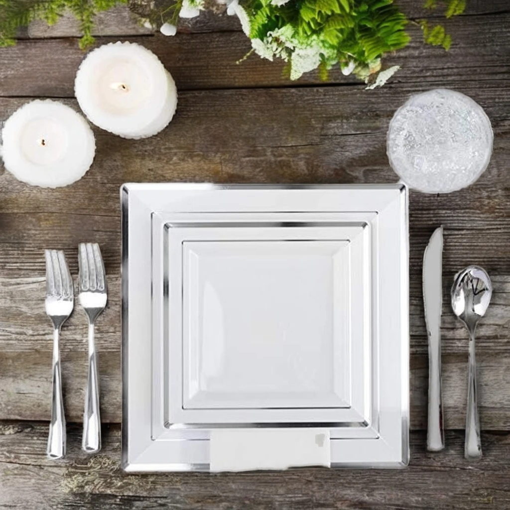 Disposable plastic plates party supplies kits cutlery plastic disposable tableware