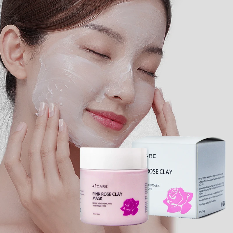 Pink Clay Mud Facial Mask Sulfate-free Pore Shrinking & Anti-Acne and Rose & Aloe Vera Clay Mask for Face