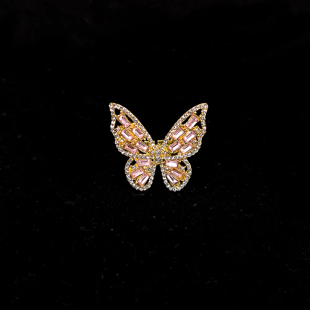 Silver Zircon Hollow Fly Butterfly Open Ring For Women Niche Design Personal Japan popular Accessories
