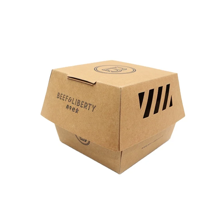 china supplier wholesale Hottest  Fried Chips Burger Fast Food packing box Custom Print Paper Hamburger Box Packaging