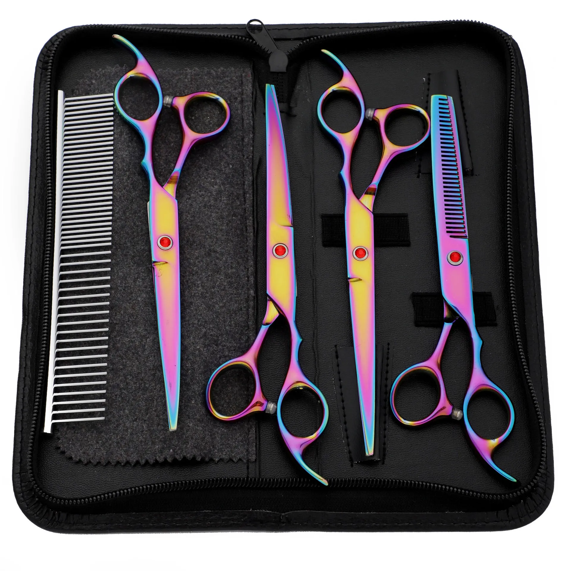 China new 7 inch titanium plating pet grooming cutting scissors set dog kit