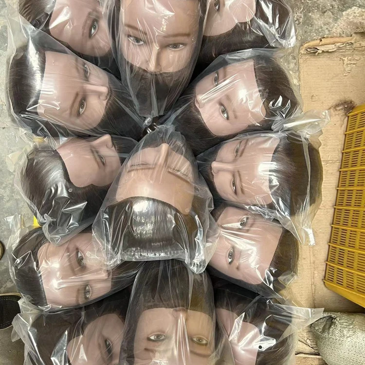 Wholesale HOT Selling Salon Mix Animal Hair Male Training Realistic Mannequins Heads With Beard With clamps