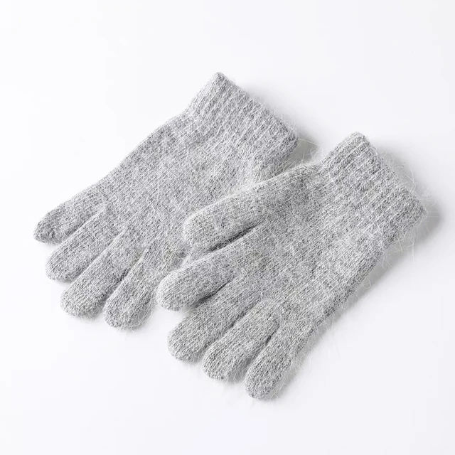 OEM, высококачественные жаккардовые шерстяные перчатки с полным пальцем, кашемировые трикотажные теплые ребристые полуперчатки и варежки для зимы